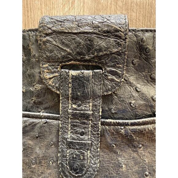 BALLY Vintage Shoulder Bag Purse Ostrich Black Ladies - Picture 14 of 14